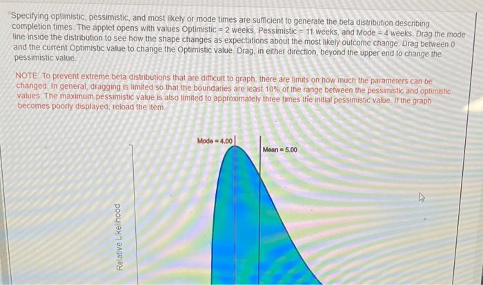 Specifying optimistic, pessimistic, and most