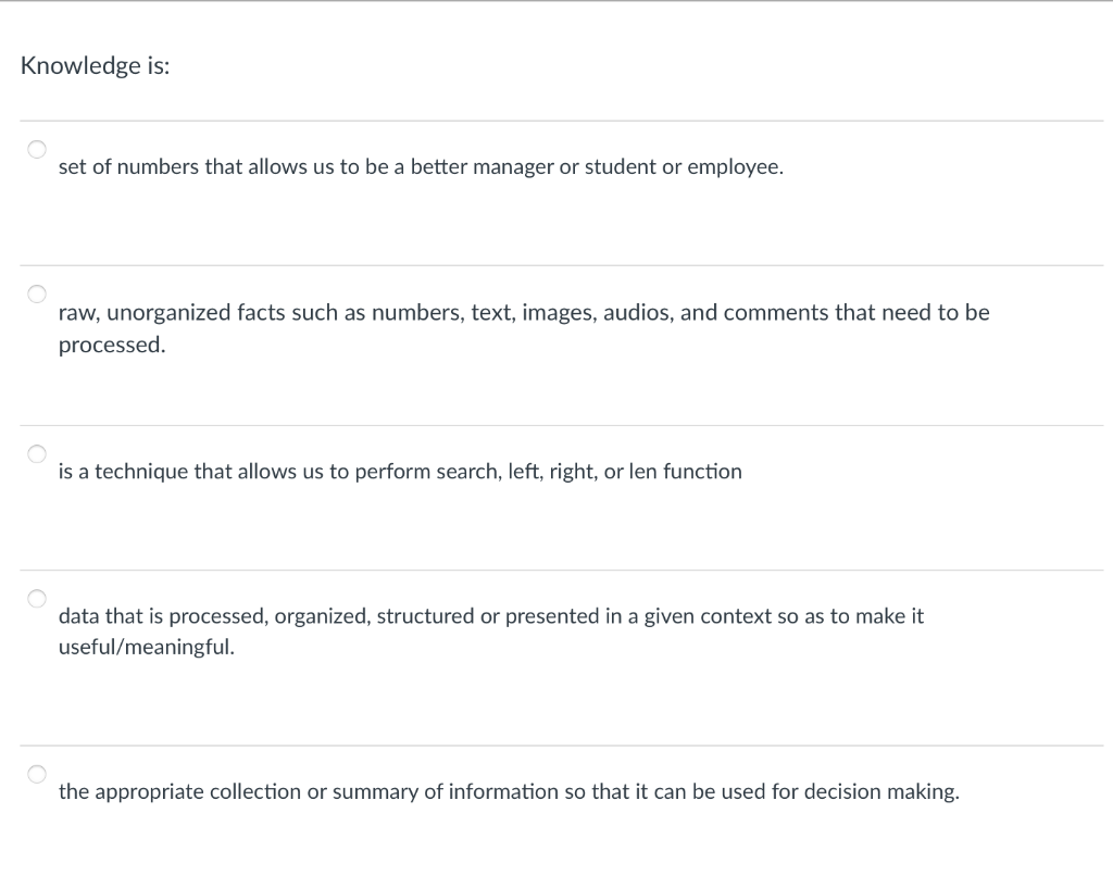 Knowledge is: set of numbers that allows us to be
