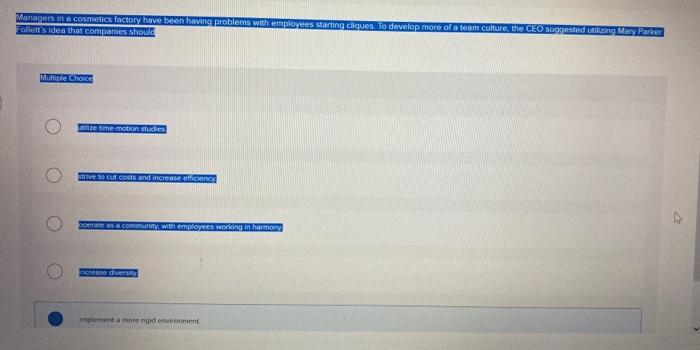 Managers in a cosmetics factory have been having