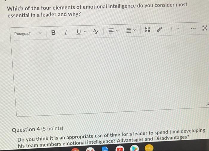 Which of the four elements of emotional