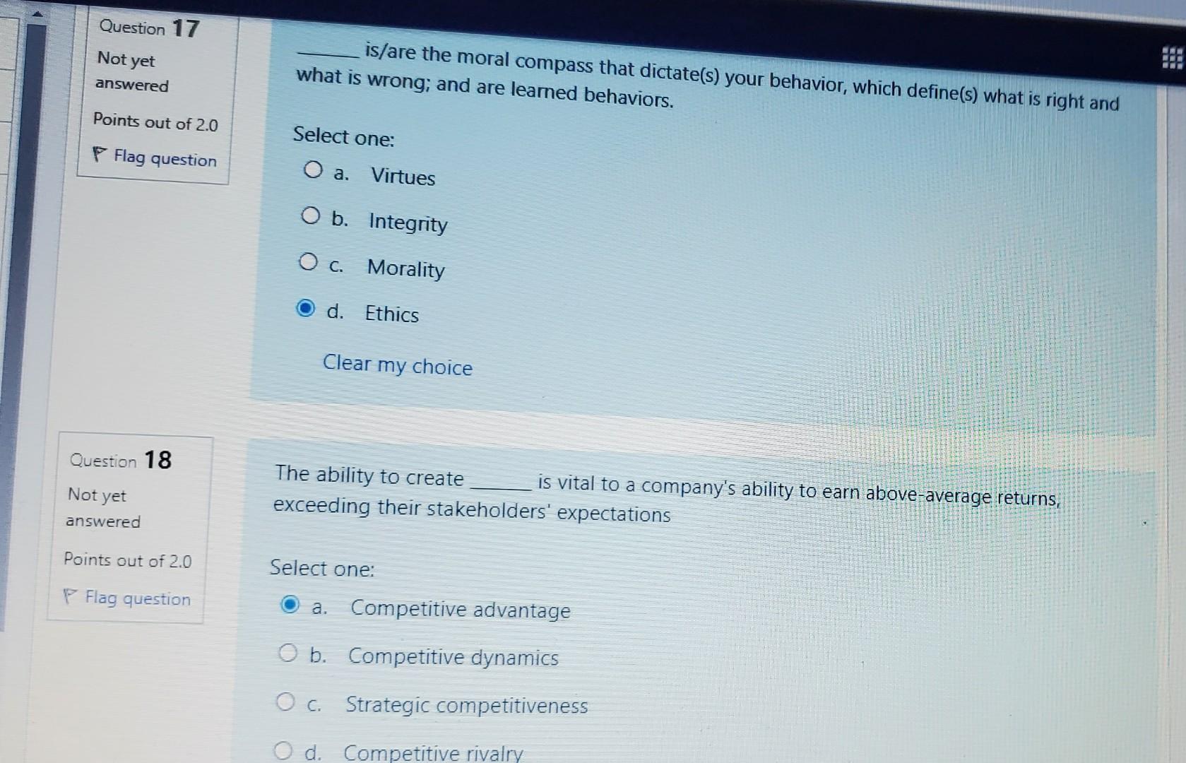 can someone please answer questions 17 and 18