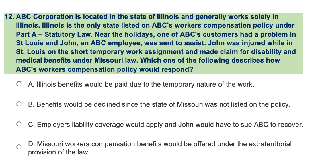 ABC Corporation is located in the state of