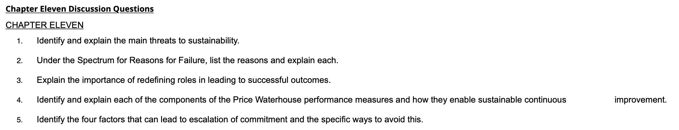 Chapter Eleven Discussion Questions CHAPTER