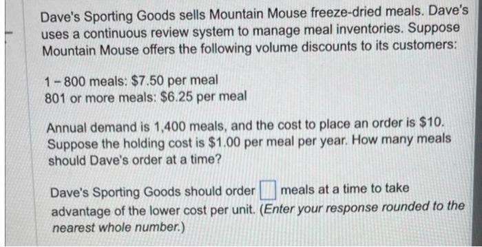 Dave's Sporting Goods sells Mountain Mouse