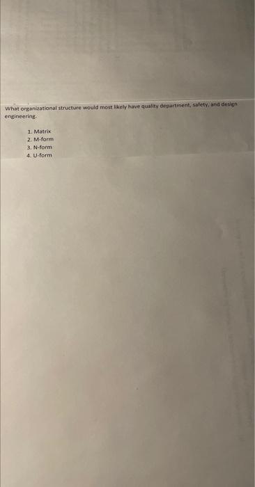 What organirational structure would most likely