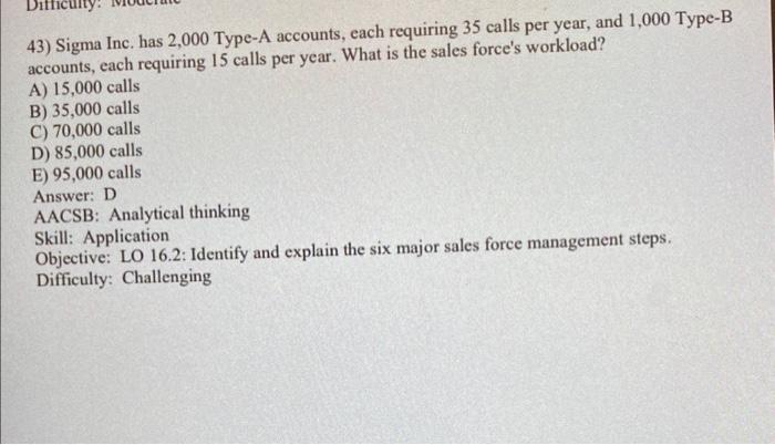 43) Sigma Inc. has 2,000 Type-A accounts, each