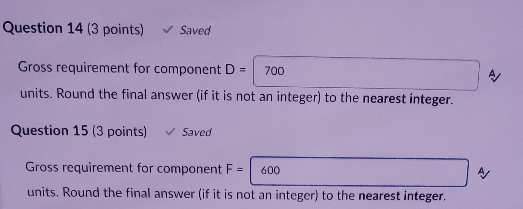 The following product structure shows the