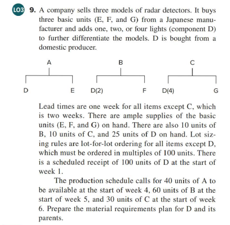 LO3 9. A company sells three models of radar