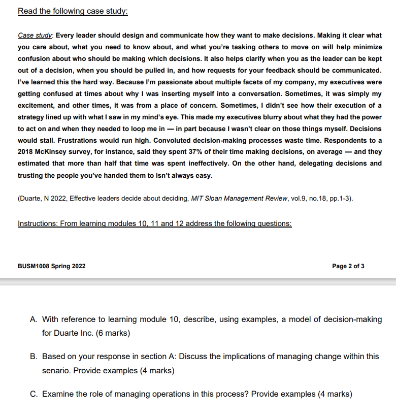 Read the following case study: Case study: Every