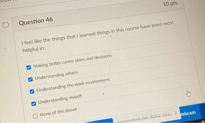 Question 46 I feel like the things that I learned