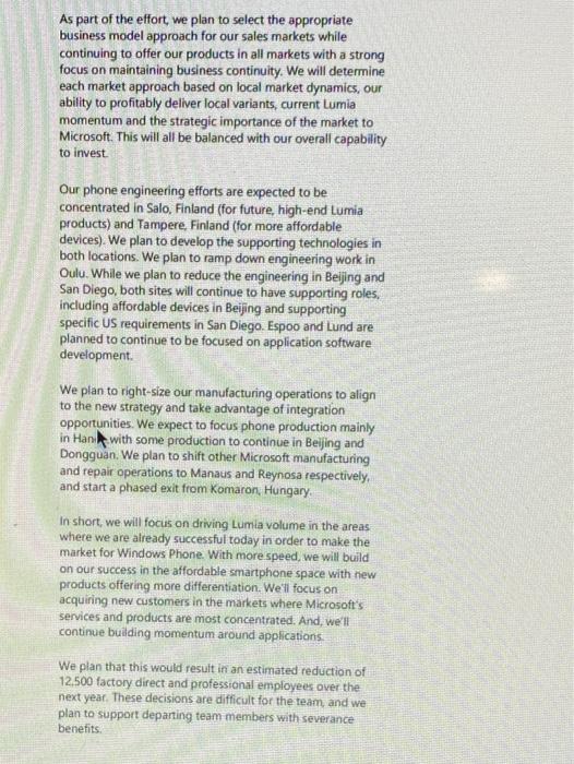 Stephen Elop's Bad News Downsizing email to