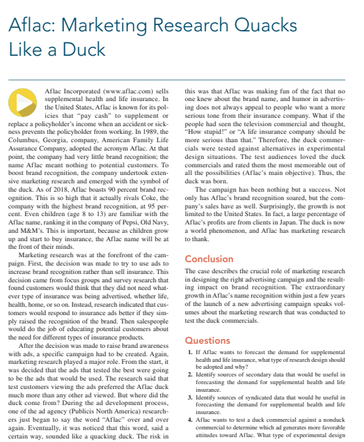 Questions 1. If Aflac wants to forecast the