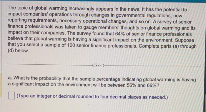 part a The topic of global warming increasingly