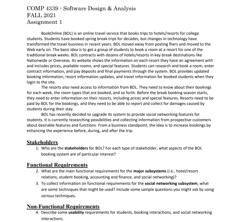 COMP 4339 - Software Design & Analysis FALL 2021