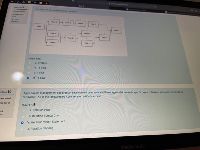 GO Te + T TI Select one a. 17 days b. 16 days c.