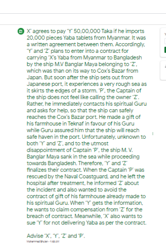 need details answer X agrees to pay 'Y' 50,00,000