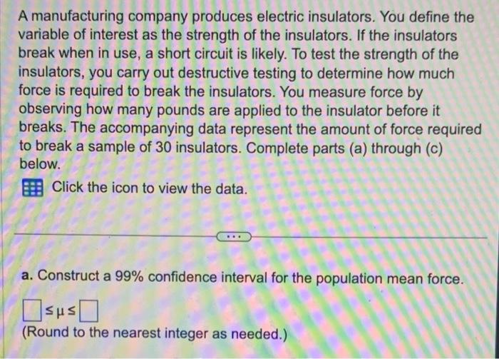 part a A manufacturing company produces electric