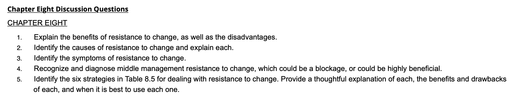 Chapter Eight Discussion Questions CHAPTER EIGHT