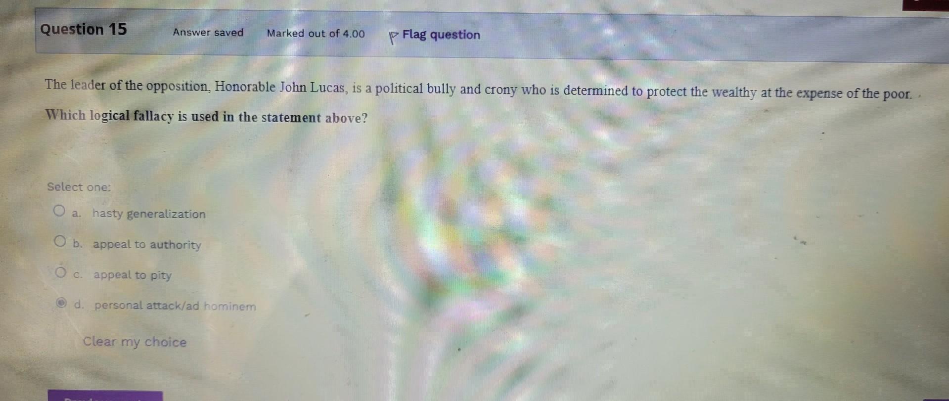 The leader of the opposition, Honorable John