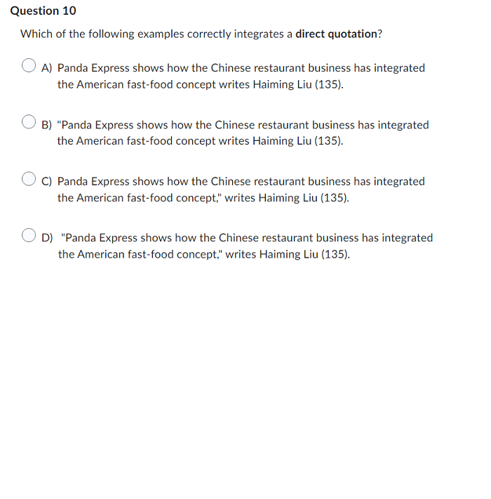 Which of the following examples correctly