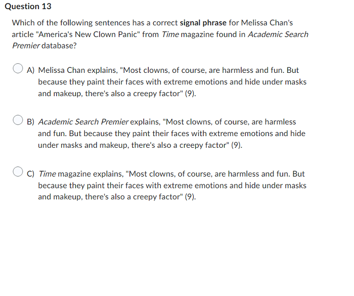 Which of the following examples correctly