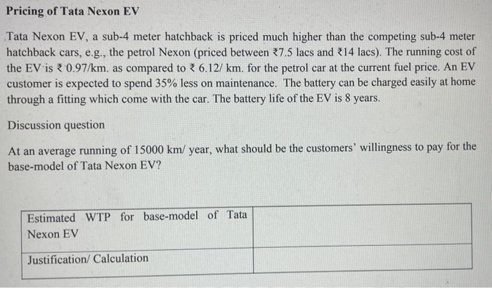 Pricing of Tata Nexon EV Tata Nexon EV, a sub-4