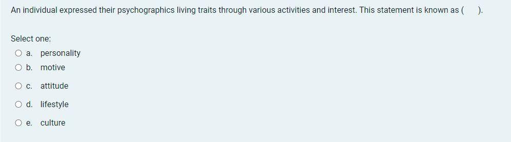 An individual expressed their psychographics