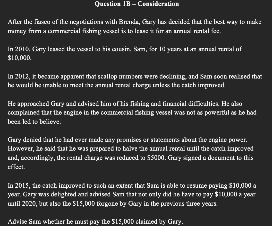 Issue: Rule: Application: Conclusion: Question 1B