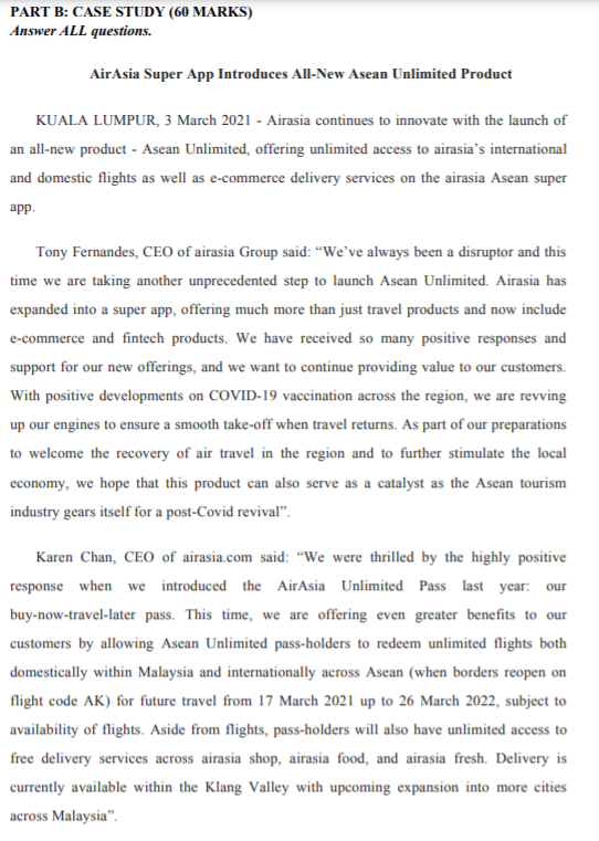 PART B: CASE STUDY (60 MARKS) Answer ALL