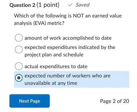Which of the following is NOT an earned value