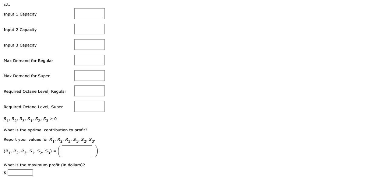 Bay Oil produces two types of fuel (regular and