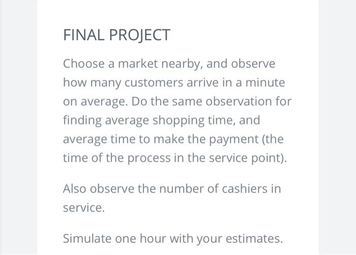 please neatly FINAL PROJECT Choose a market