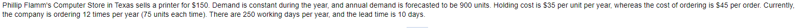 the company is ordering 12 times per year (75