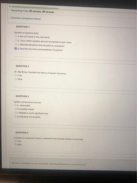 Remaining Time: 25 minutes, 20 seconds Question