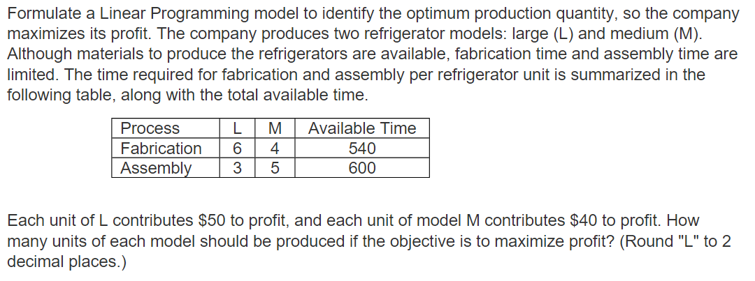 Formulate a Linear Programming model to identify