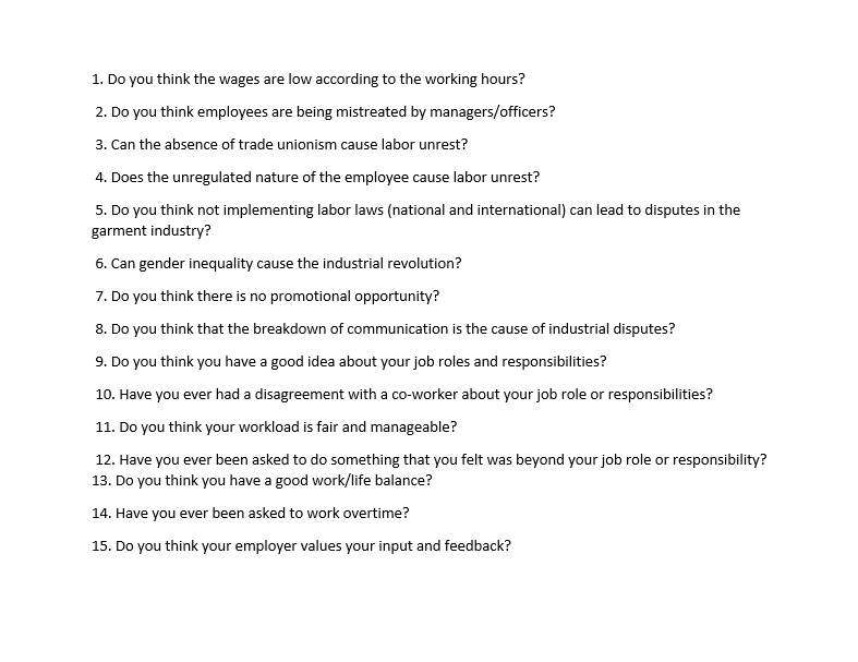 Note: Please describe all survey questions in