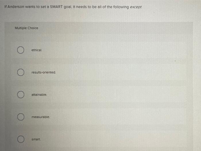 If Anderson wants to set a SMART goal, it needs