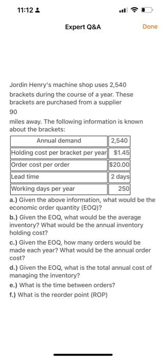 Jordin Henry's machine shop uses 2,540 brackets