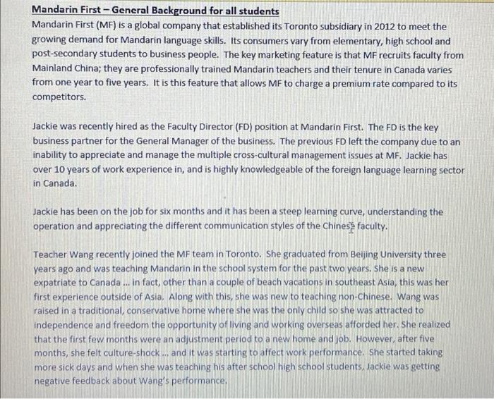 Scenarios for role play Scenario One: Culture