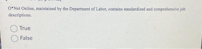 HR question O Net Online, maintained by the