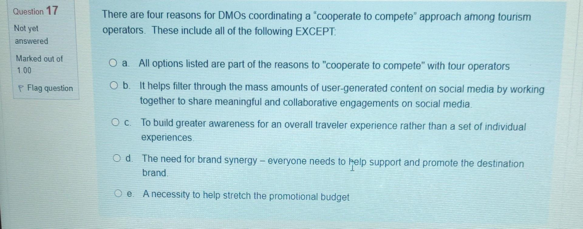 There are four reasons for DMOs coordinating a