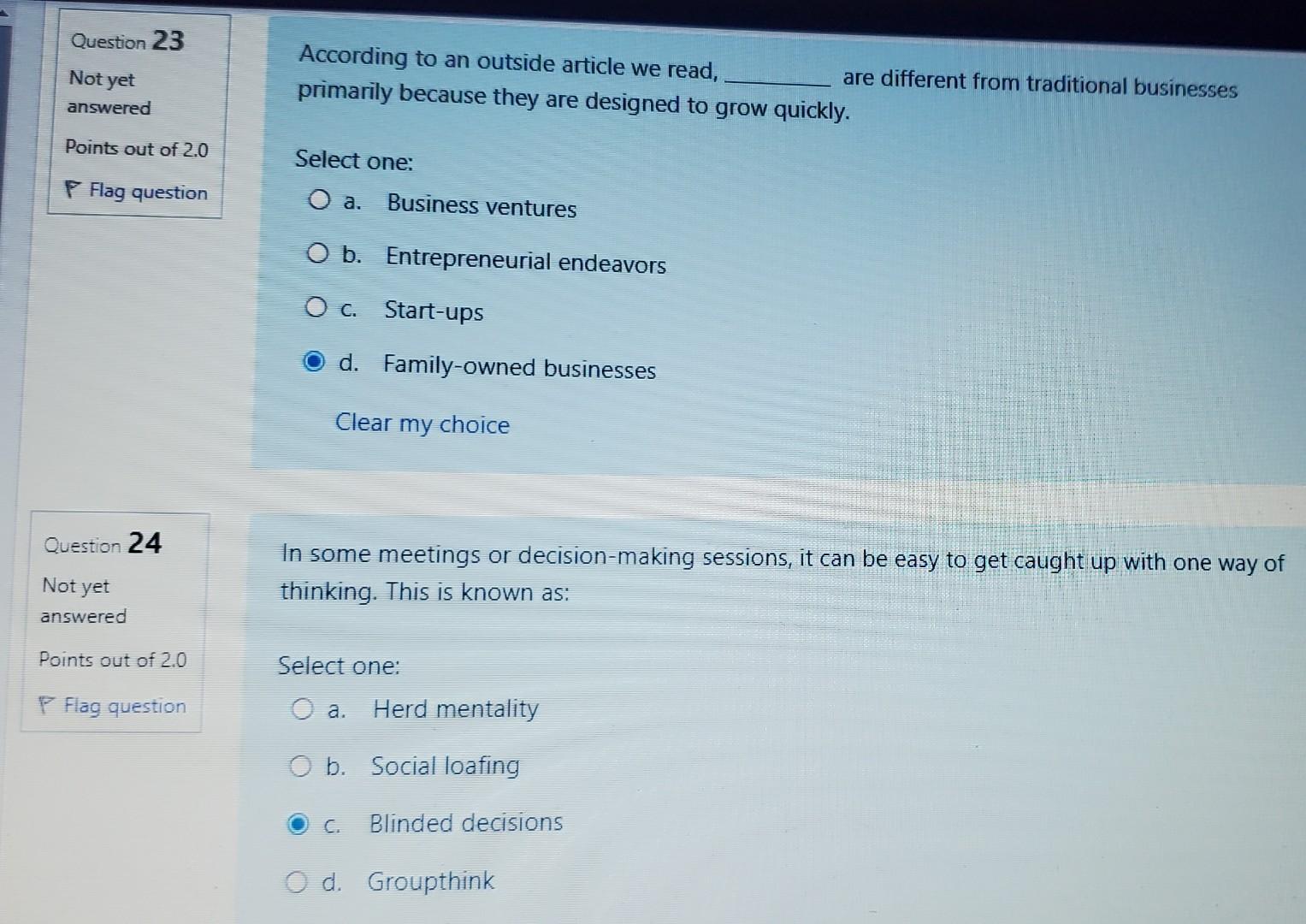 can someone please answer questions 23 and 24