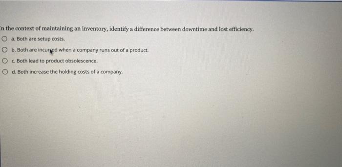 in the context of maintaining an inventory,