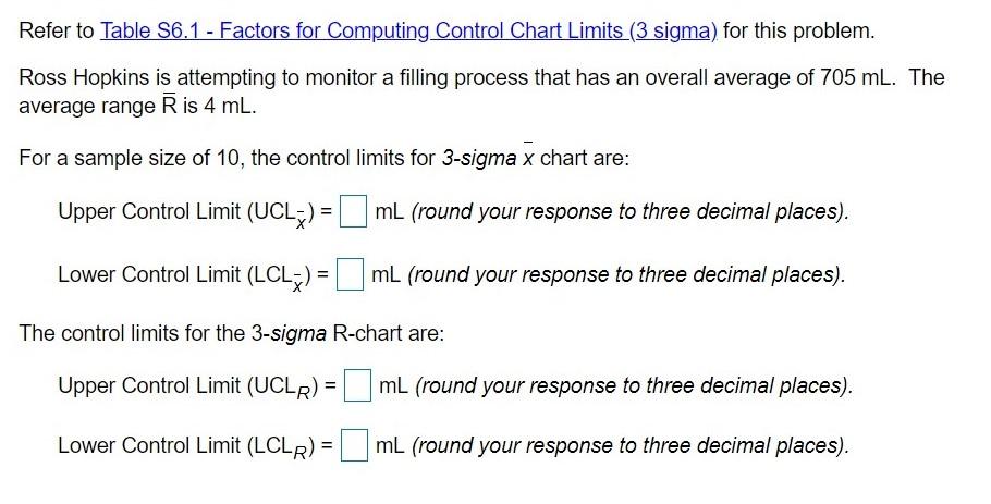 Mean Factor, Sample Size, n Upper Range, Lower