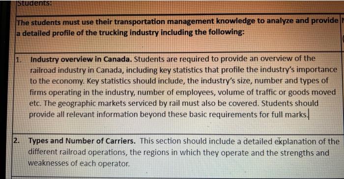 Background: The railroad industry in Canada, is a