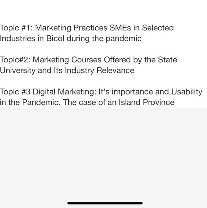 What I need on these research topics are to