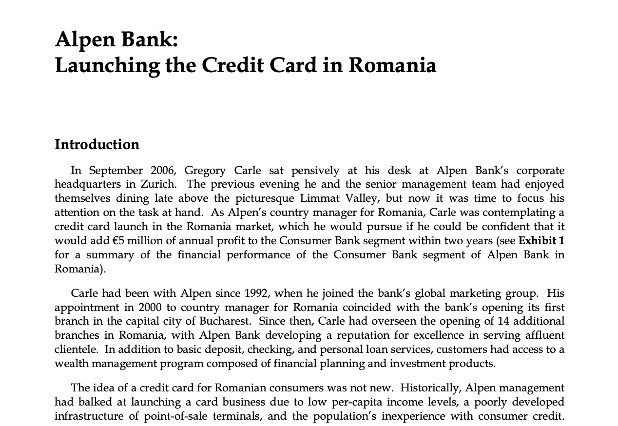 Please create a SWOT ANALYSIS of this case. Alpen