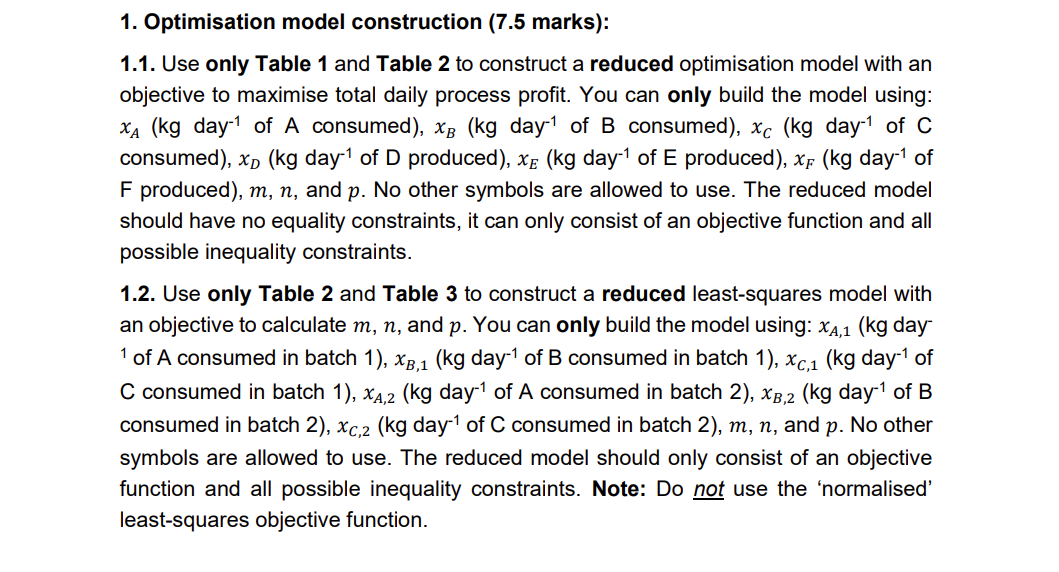 A chemical manufacturing plant makes three