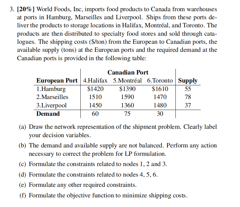 3. [20% ] World Foods, Inc, imports food products