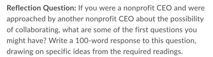 Reflection Question: If you were a nonprofit CEO